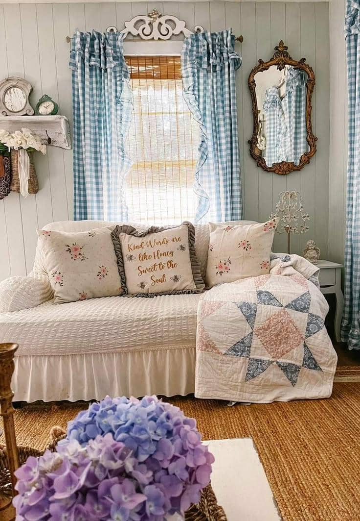 ilustrasi ruang tamu ala musim semi