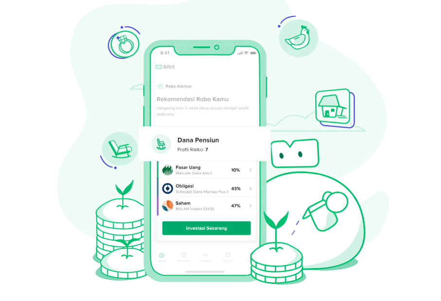 ilustrasi aplikasi Bibit 