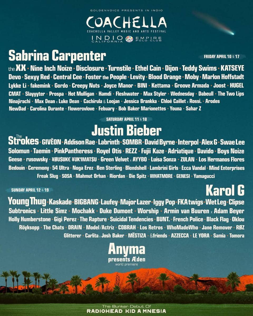 line up Coachella 2026 