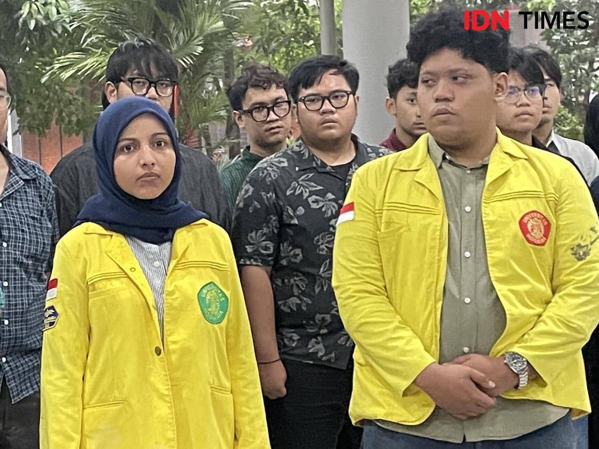 Konferensi Pers Aliansi BEM se-UI, di Pusgiwa UI, Selasa (14/4/2026). 