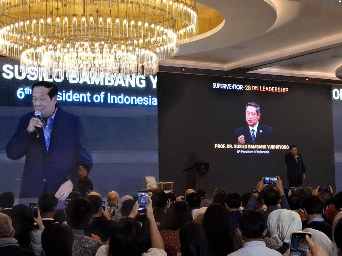 Presiden ke-6 RI Susilo Bambang Yudhoyono (SBY) dalam acara supermentor 28 di Jakarta. (IDN Times/Amir Faisol).