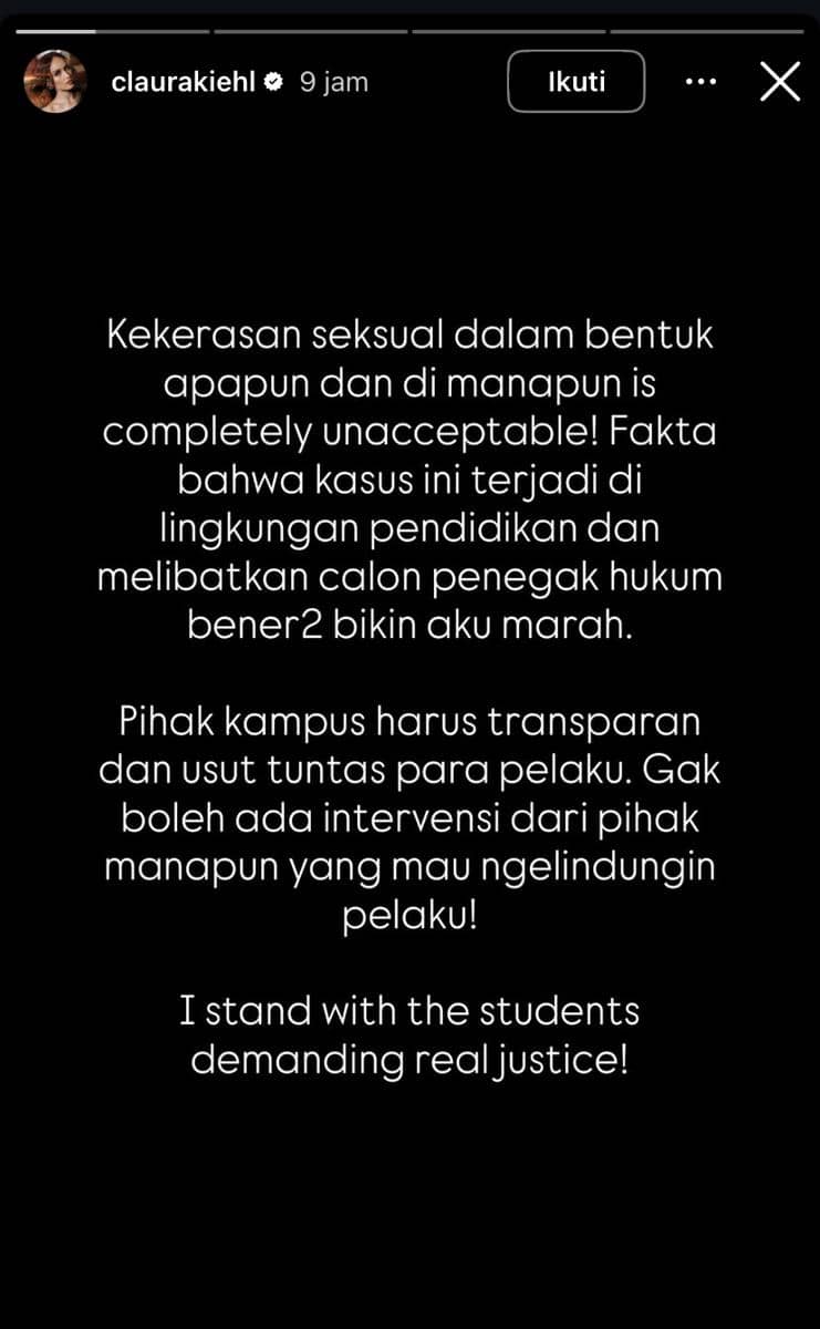 sederet artis tanggapi kasus dugaan pelecehan seksual oleh 16 mahasiswa FH UI