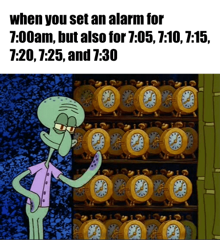 meme SpongeBob tentang alarm