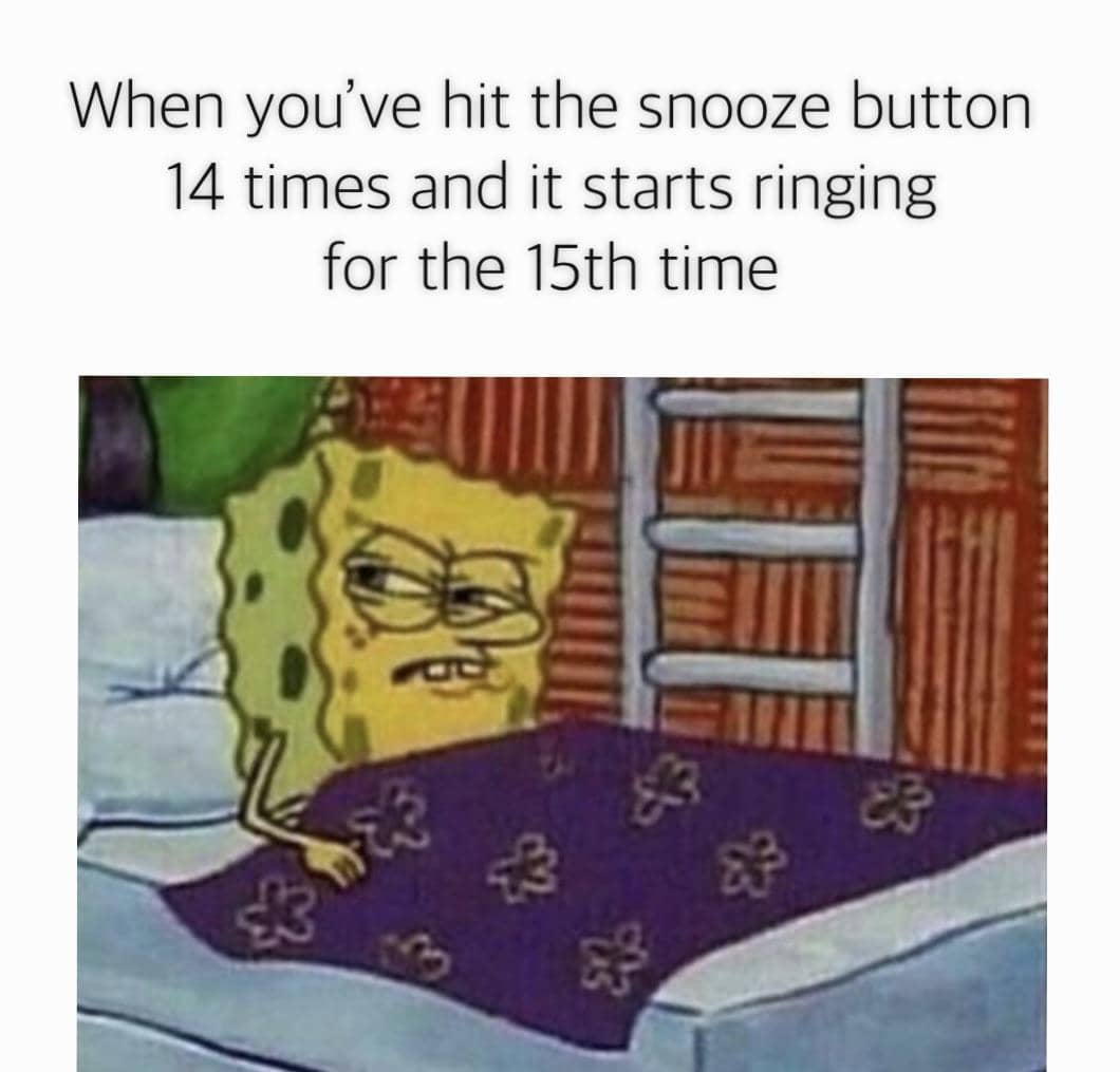 meme SpongeBob tentang alarm