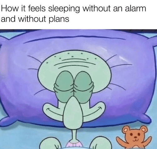 meme SpongeBob tentang alarm