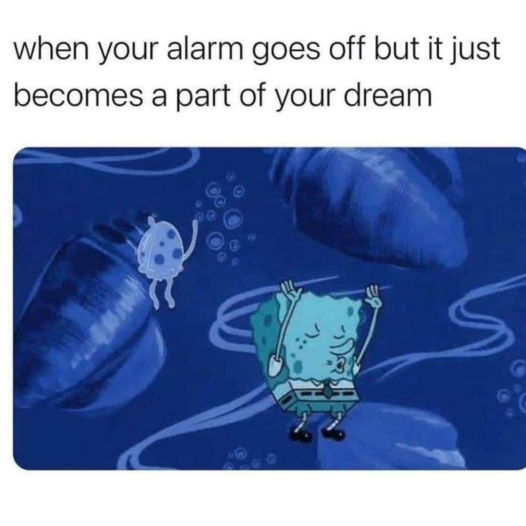 meme SpongeBob tentang alarm