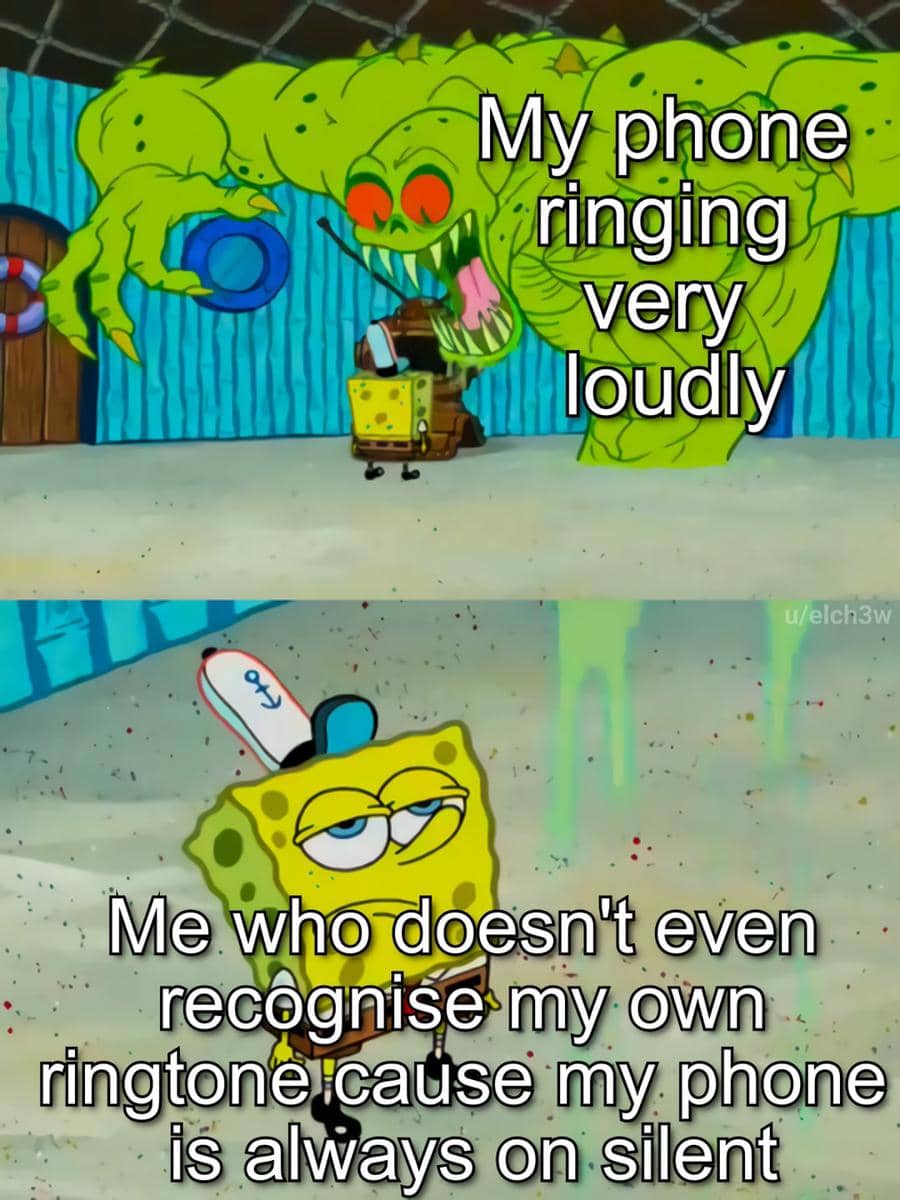 meme SpongeBob tentang panggilan telepon
