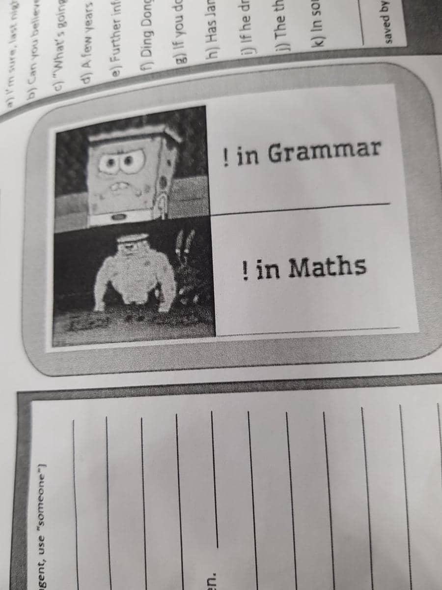meme SpongeBob tentang belajar bahasa Inggris