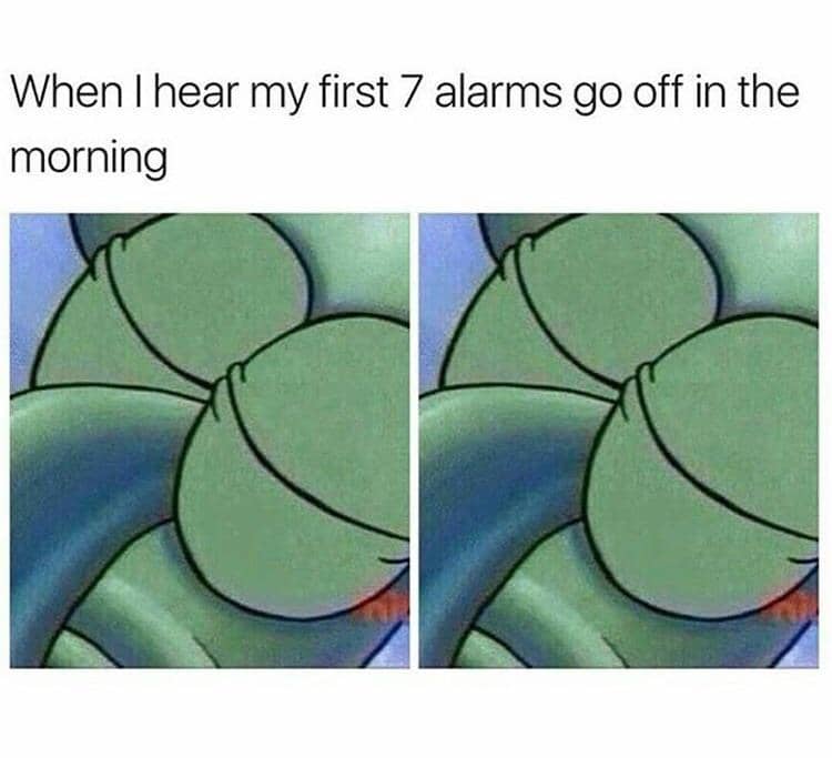 meme SpongeBob tentang alarm