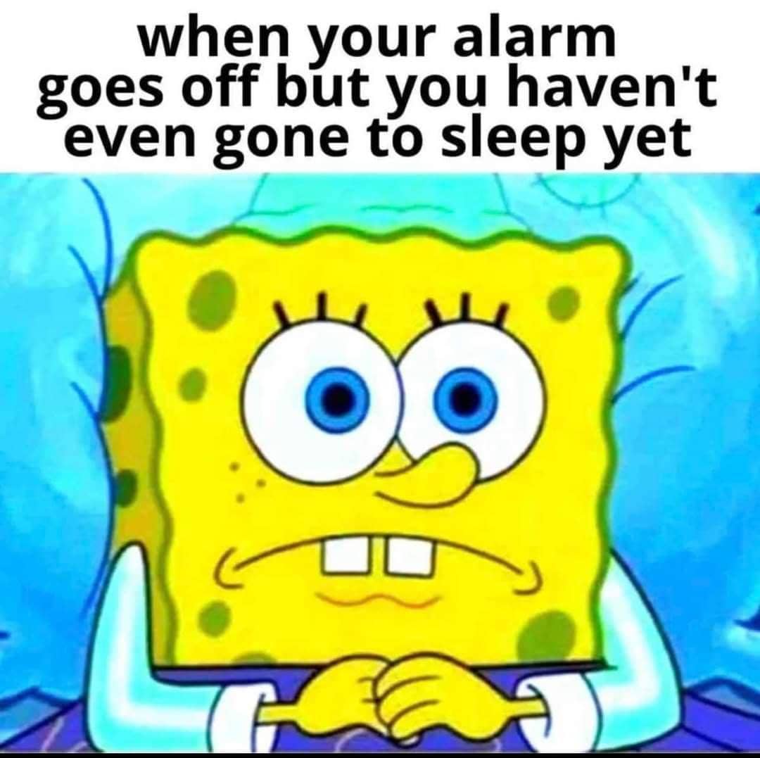 meme SpongeBob tentang alarm