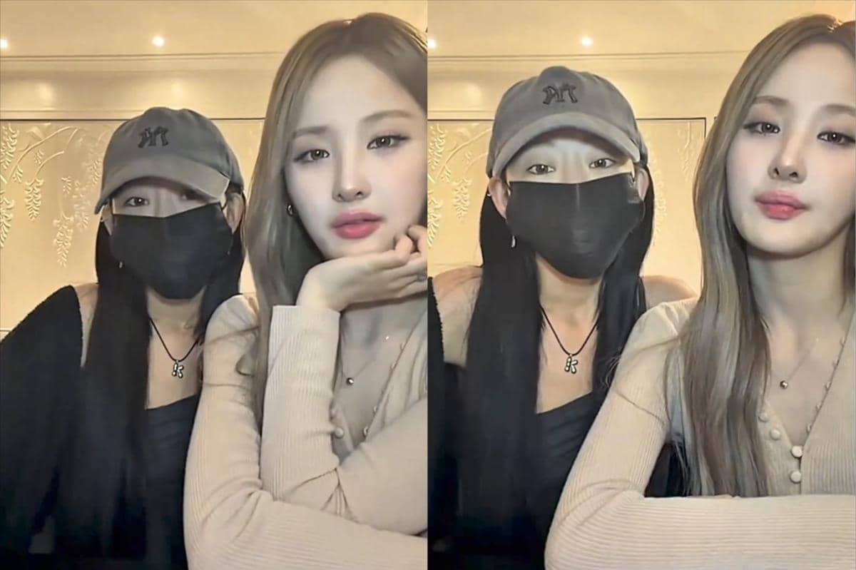 potret Belle dan Julie KISS OF LIFE saat klarifikasi tentang dance challenge Who is She