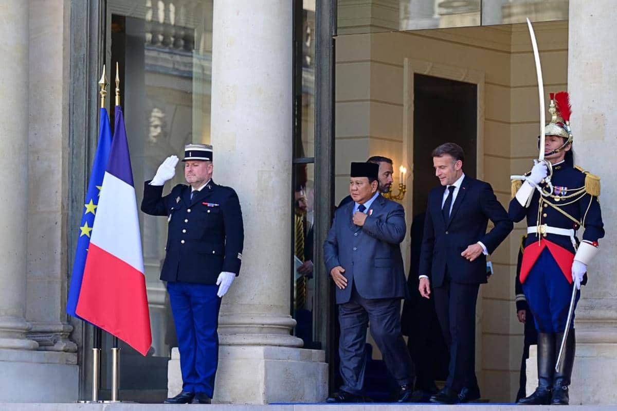 Presiden bertemu dengan Presiden Prancis, Emmanuel Macron di Istana Élysée, Paris, Selasa (14/4/2026) (dok. Sekretariat Presiden)