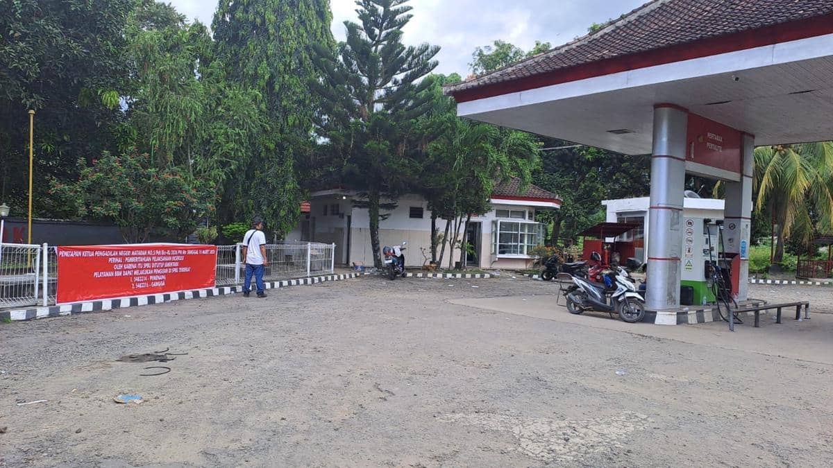 Salah satu SPBU yang kena eksekusi lahan di Lombok Utara. 