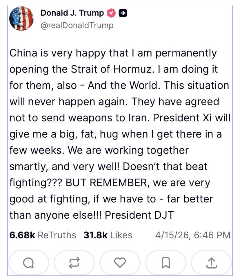 Trump Klaim Berhasil Buka Hormuz, Sesumbar Jadi Pahlawan buat China