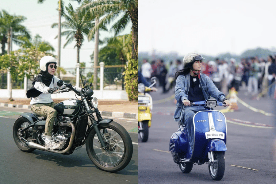 7 Ide Padu Padan Outfit Cewek Touring Pakai Motor, Kece Abis!