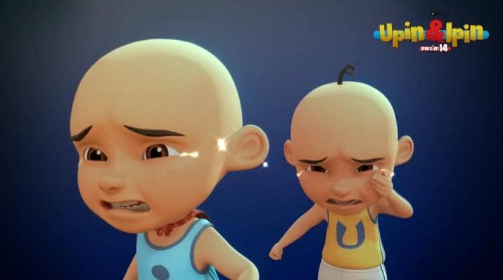 cuplikan Upin & Ipin dalam episode "Tumbuh Rambut" 