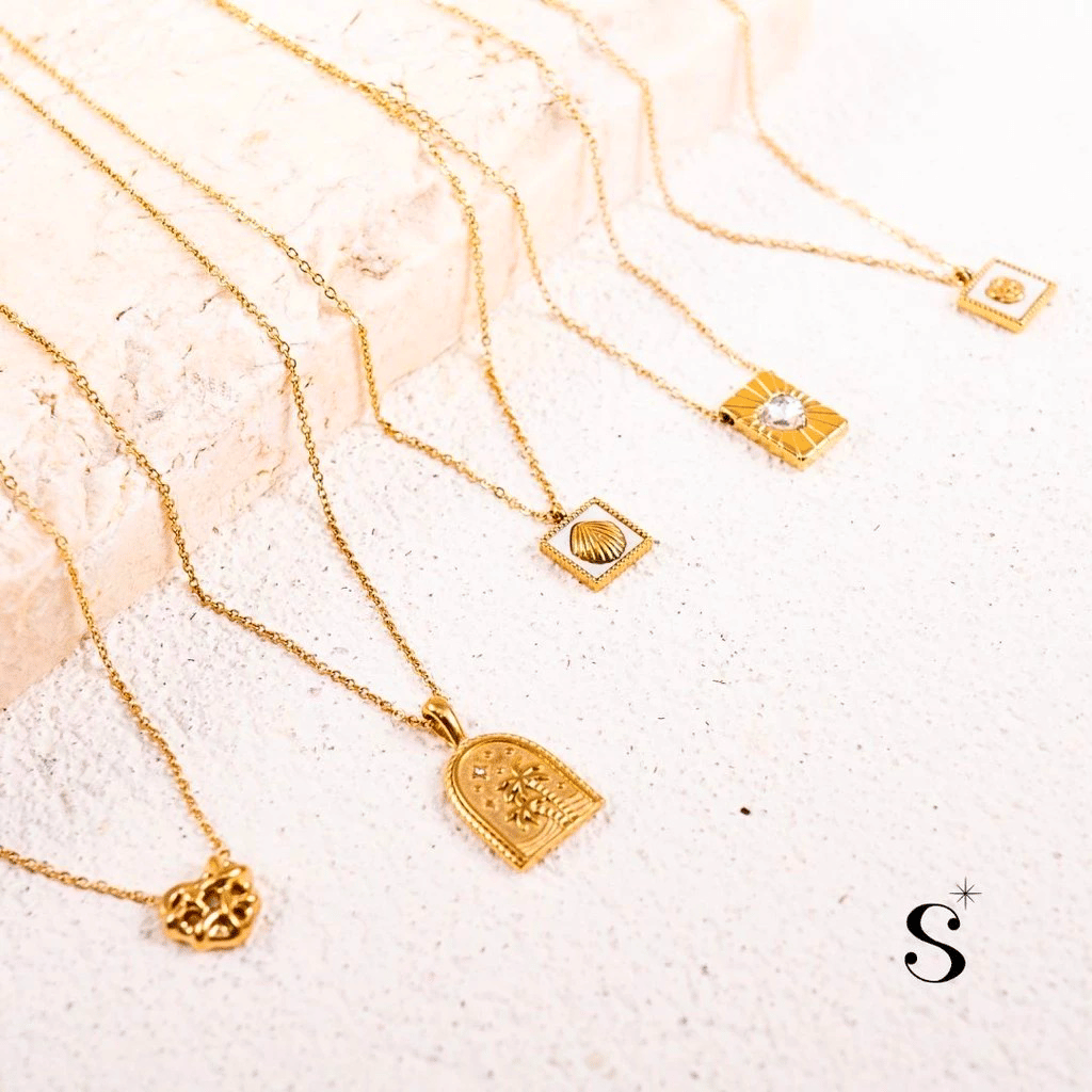 StuffiStalk - Ellen Kalung Layered Necklace Geometris Gold Stainless Steel perempuan