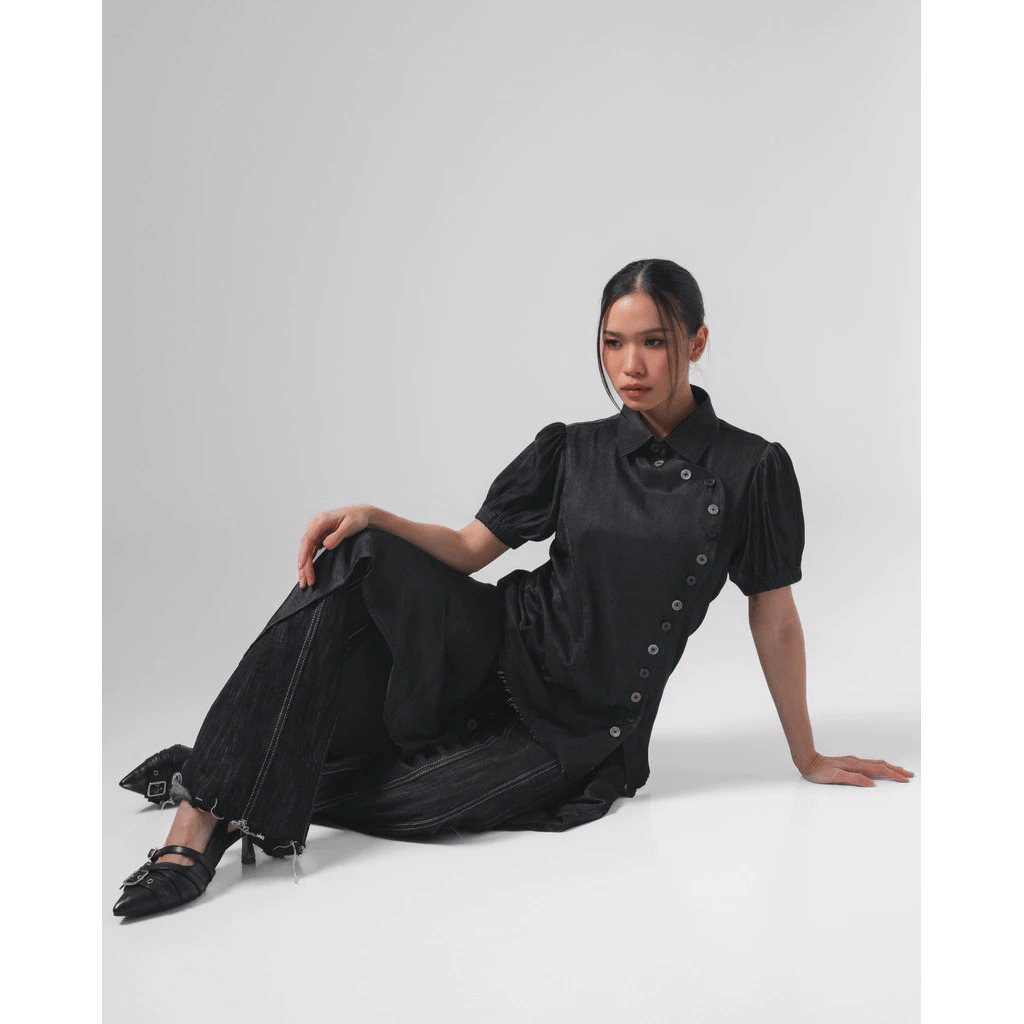 CATHA - Noir Buttons Poppy Sleeve Shirt