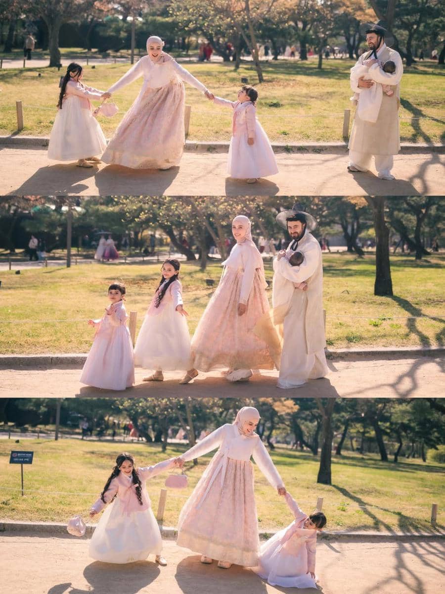 Photoshoot keluarga Hamidah Rachmayanti pakai hanbok