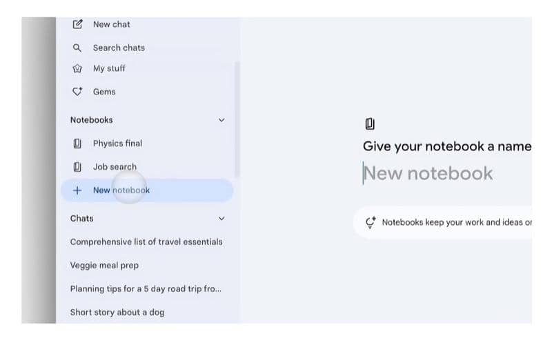 ilustrasi fitur Notebook di Gemini