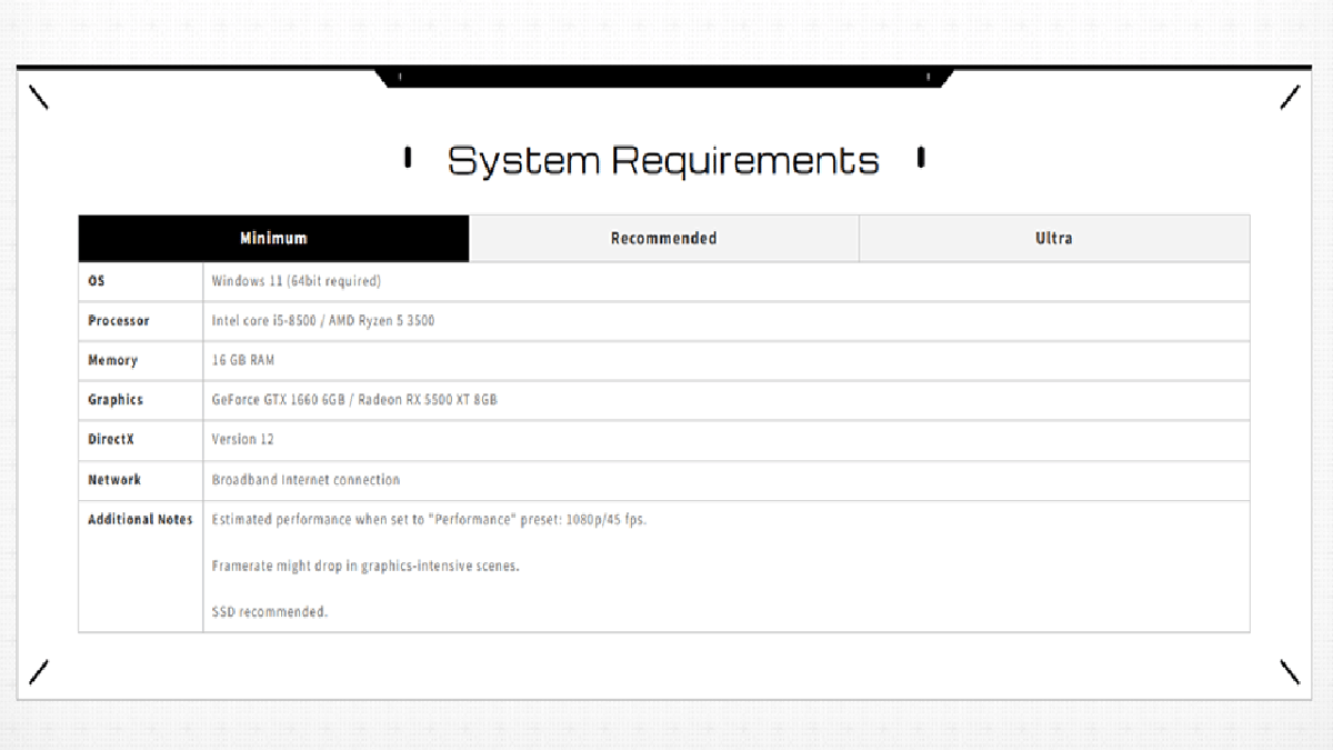 spesifikasi resmi untuk PRAGMATA