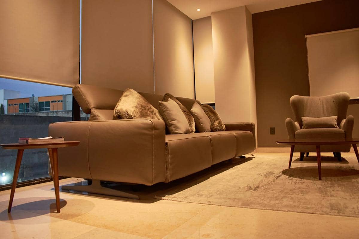 ilustrasi ruangan dengan furnitur sofa bed