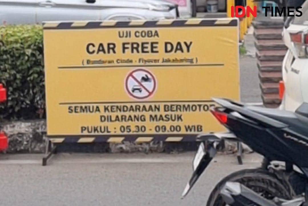 Lokasi titik parkir Car Free Night Palembang di seputaran Kawasan Atmo, Sabtu (18/4/2026) (IDN Times/Rangga Erfizal)