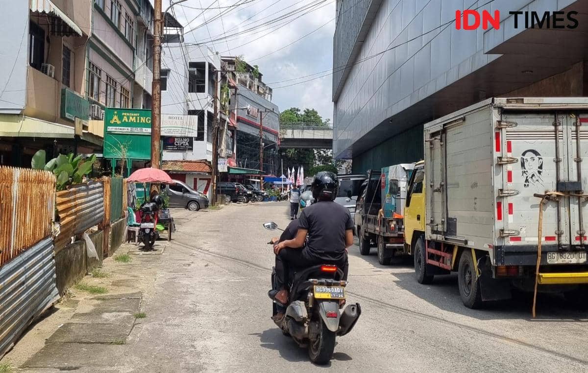 Lokasi titik parkir Car Free Night Palembang di seputaran Kawasan Atmo, Sabtu (18/4/2026) (IDN Times/Rangga Erfizal)