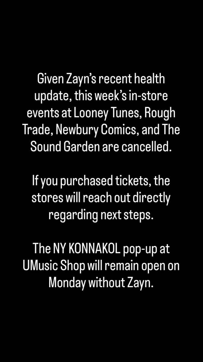 pengumuman pembatalan event promosi album baru Zayn Malik