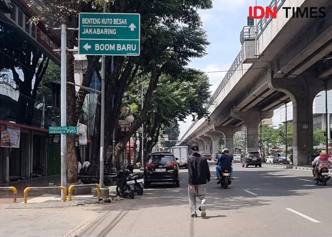 Lokasi titik parkir Car Free Night Palembang di seputaran Kawasan Atmo, Sabtu (18/4/2026) (IDN Times/Rangga Erfizal)