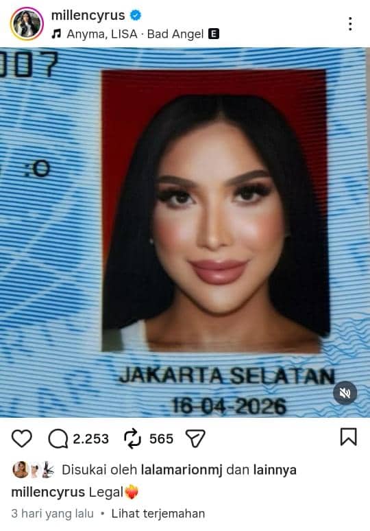 Aktivitas terbaru Millen Cyrus sebelum atau setelah unggah foto KTP