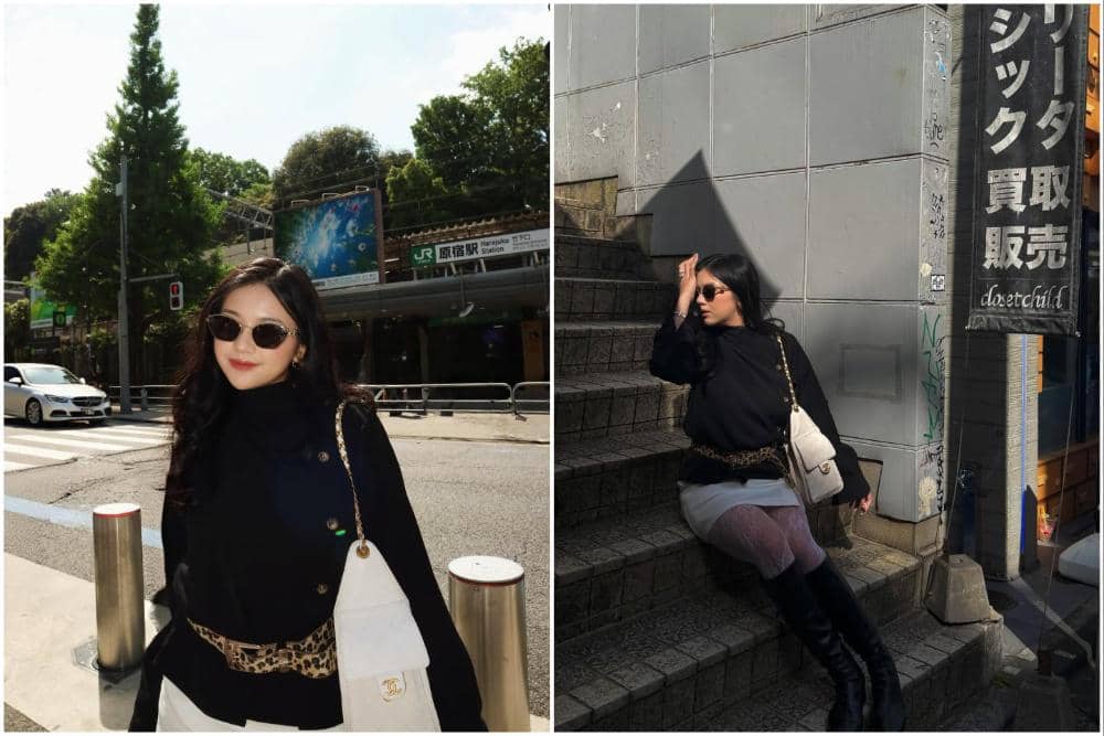 9 Potret Diva Azzura Liburan di Jepang, Stunning Berbusana Hitam!