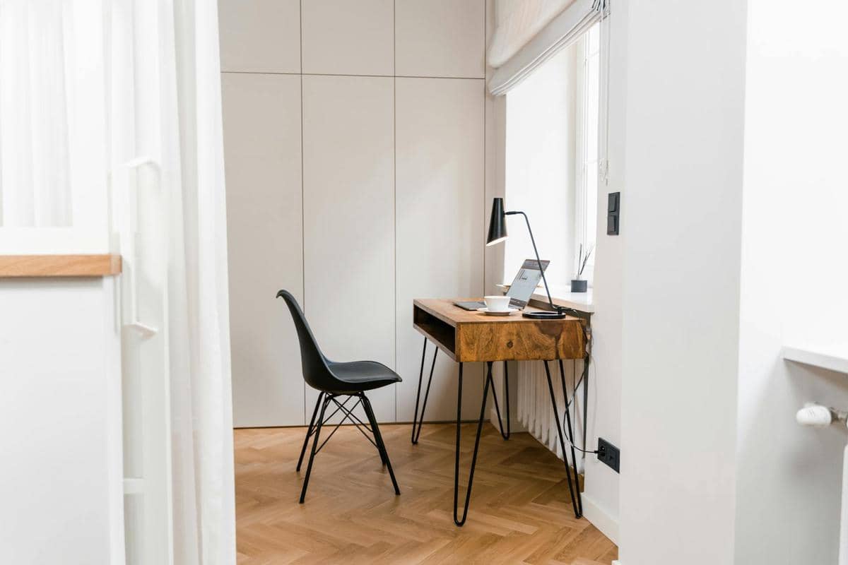 ilustrasi ruang kerja dengan konsep skandinavia