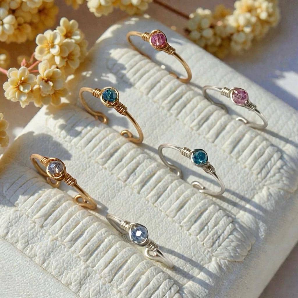 LILIA Rings crystal beads wire