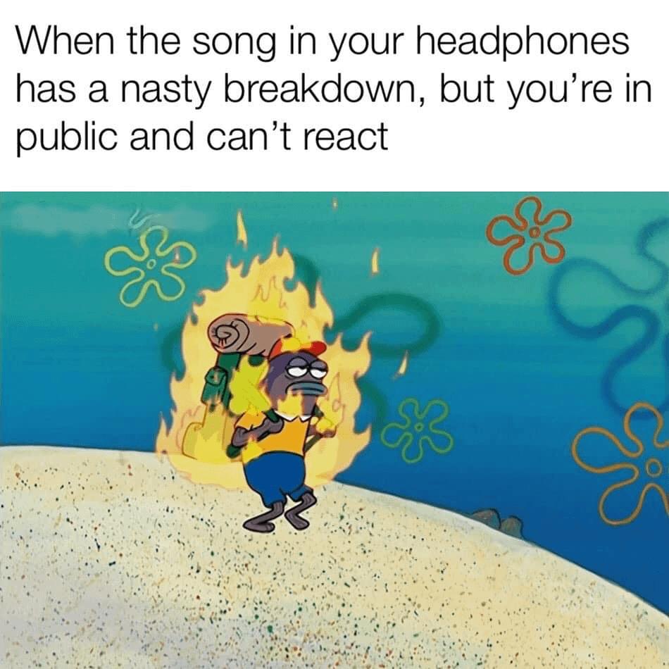 meme SpongeBob tentang headphone