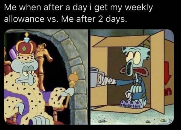 meme SpongeBob tentang ngabisin uang