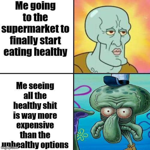 meme SpongeBob tentang supermarket