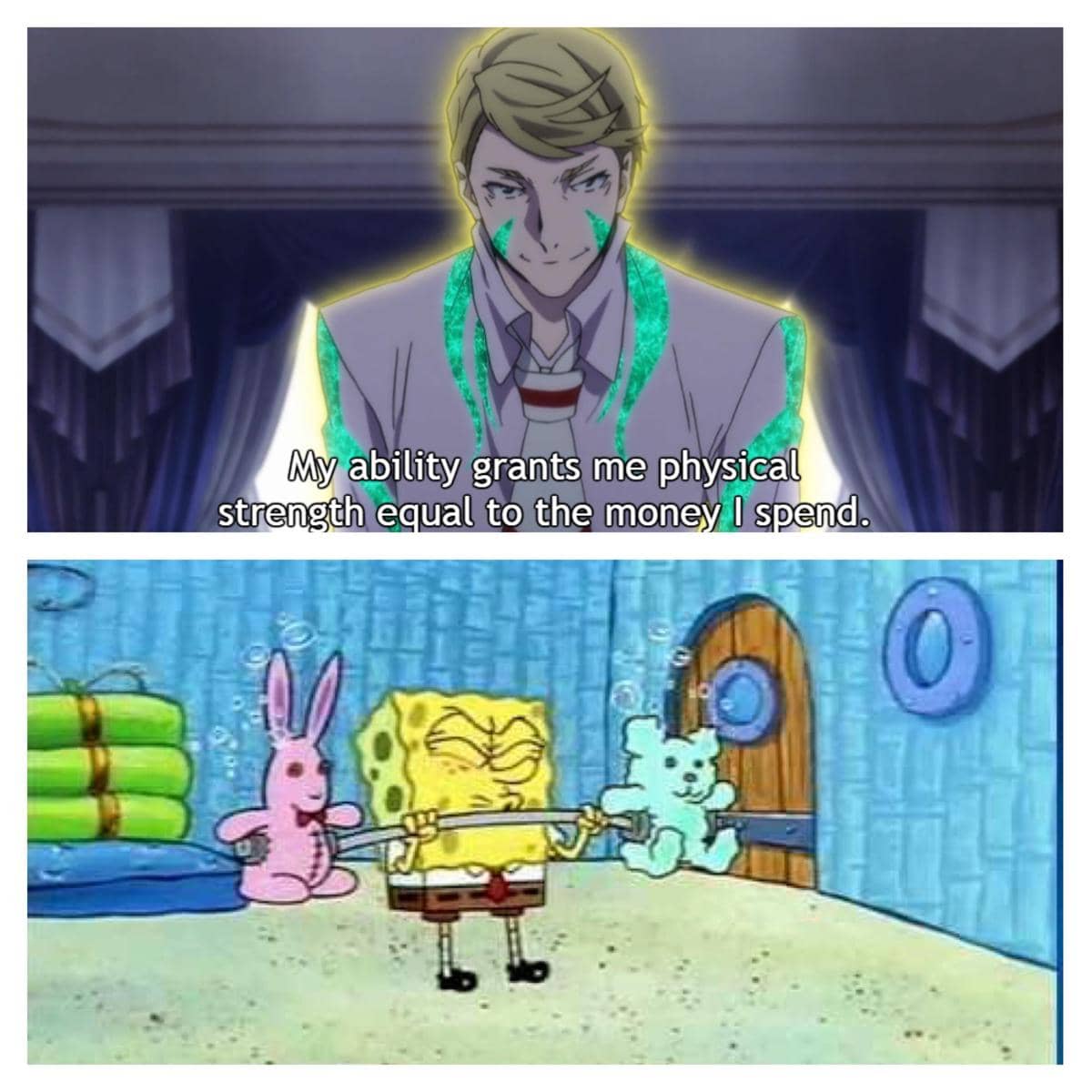 meme anime tentang menghabiskan uang