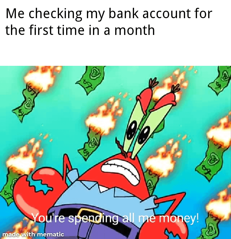 meme SpongeBob tentang ngabisin uang
