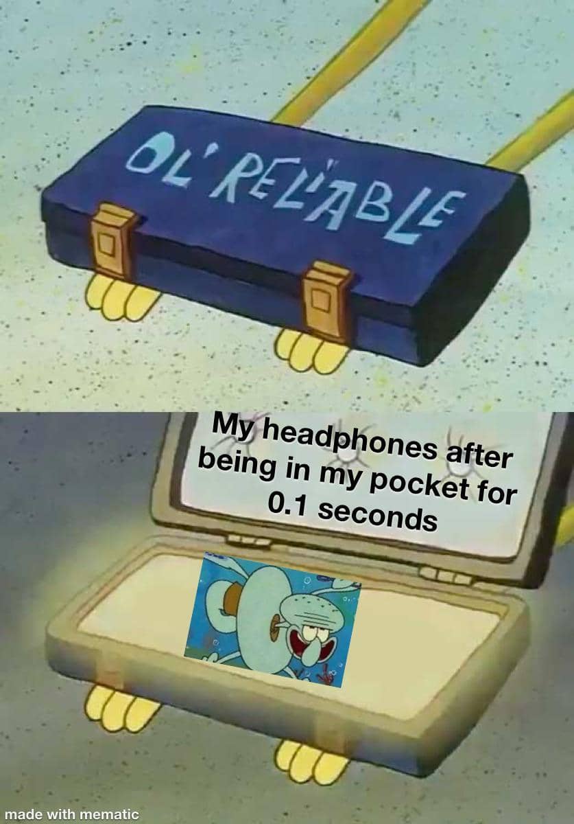 meme SpongeBob tentang headphone