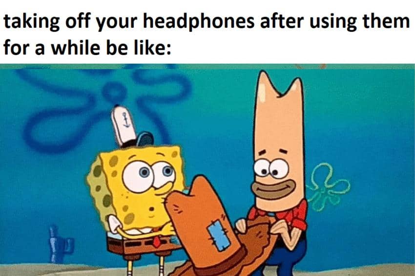 7 Meme SpongeBob tentang Headphone, Terlalu Lama Dipakai