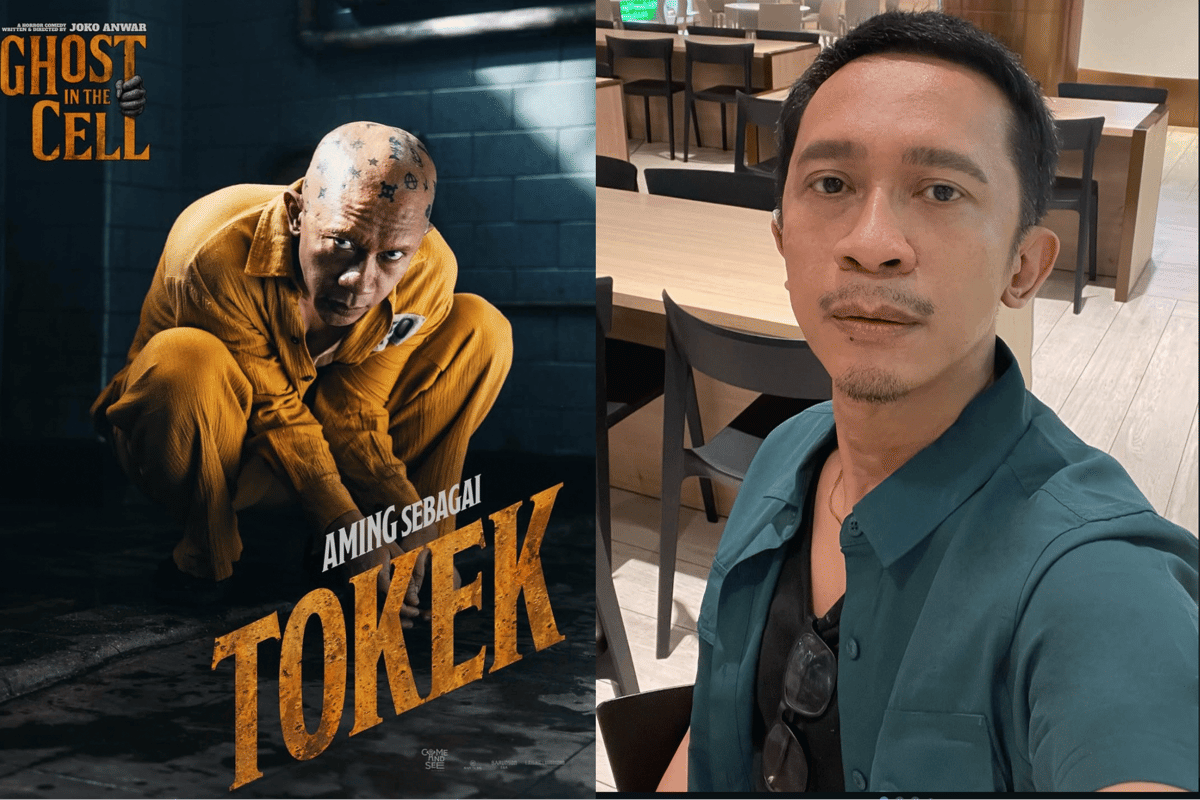 Perbandingan penampilan seorang aktor sebagai narapidana bertato dalam film Ghost in the Cell dan penampilan aslinya di kehidupan nyata.