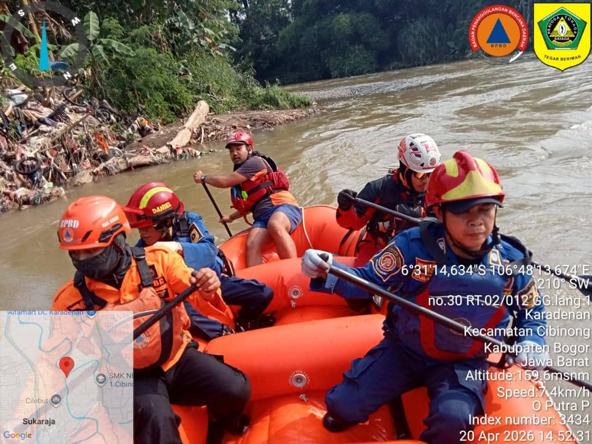 Ilustrasi Pencarian Orang Hanyut di Sungai Oleh Tim Sr dan BPBD. Humas BPBD Kabupaten Bogor