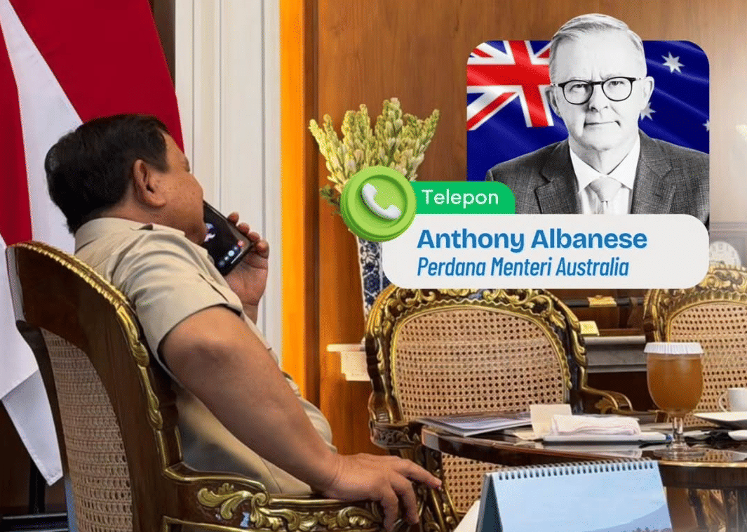 Presiden RI, Prabowo Subianto menerima sambungan telepon dari Perdana Menteri Australia Anthony Albanese pada Selasa (21/4/2026) sore (Instagram/Sekretariat Kabinet) 