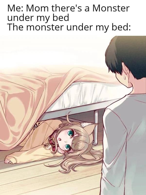 meme anime tentang hal di bawah kasur