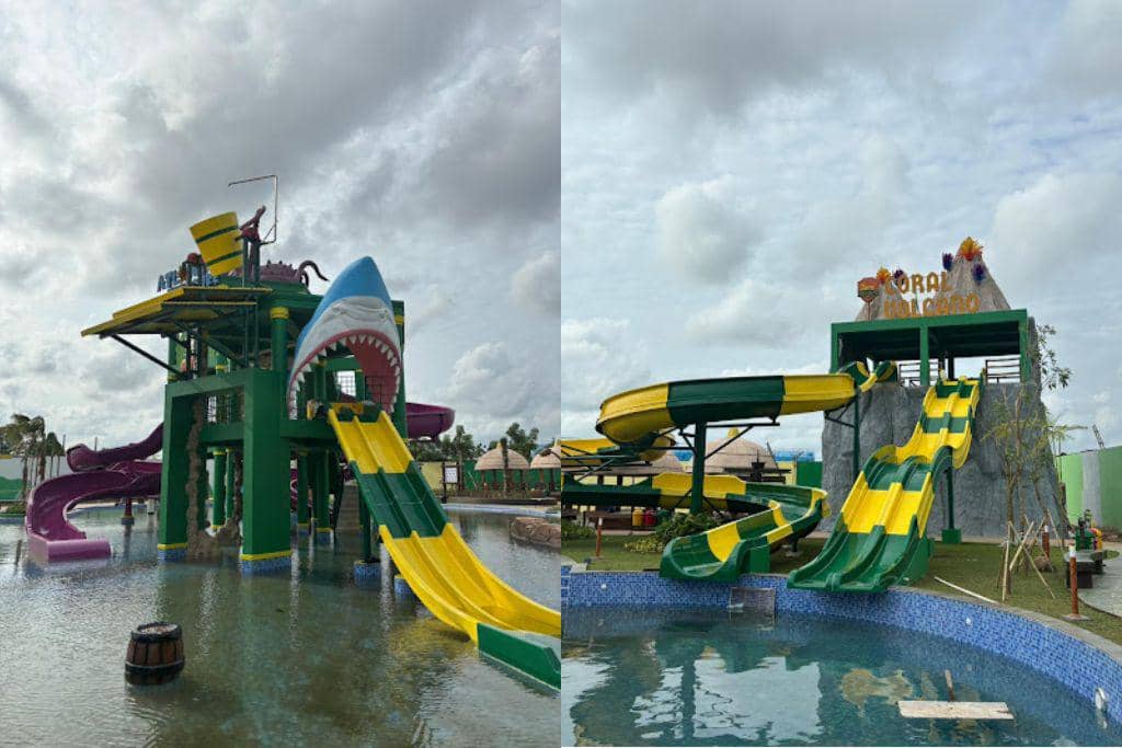 Suasana wahana bermain Taro Waterpark Tallasa City.