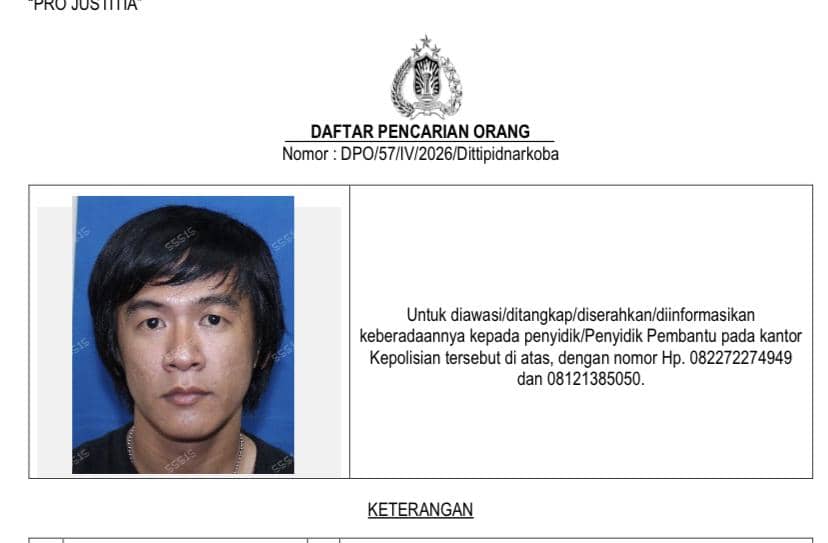 Poisi Buru Frendry Dona, Pengendali Lab Vape Etomidate di Jaktim