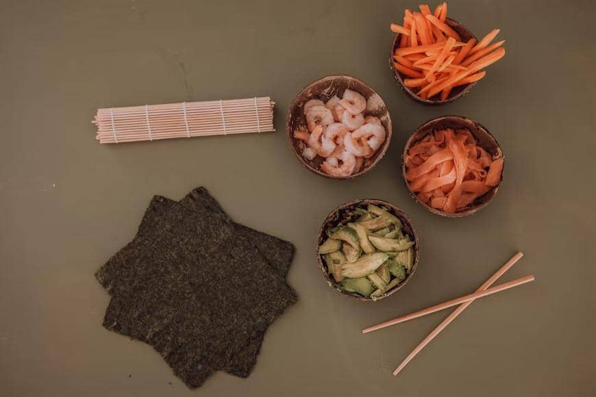 ilustrasi bahan sushi taco rumahan