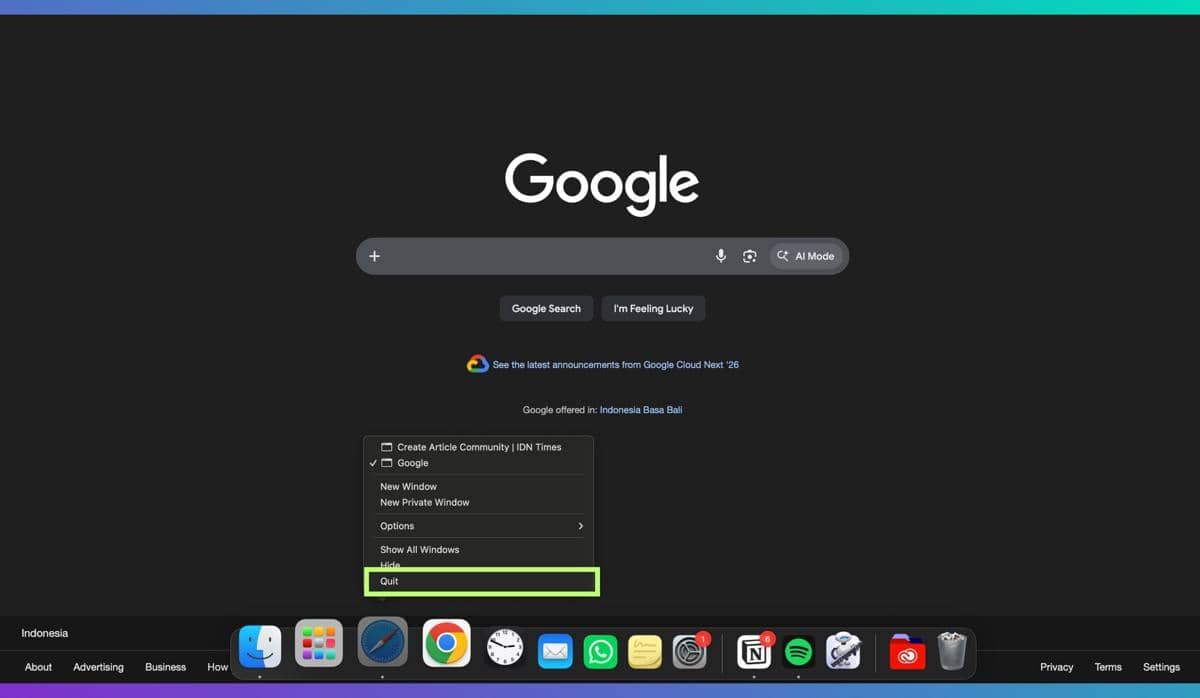 ilustrasi mematikan Running Apps