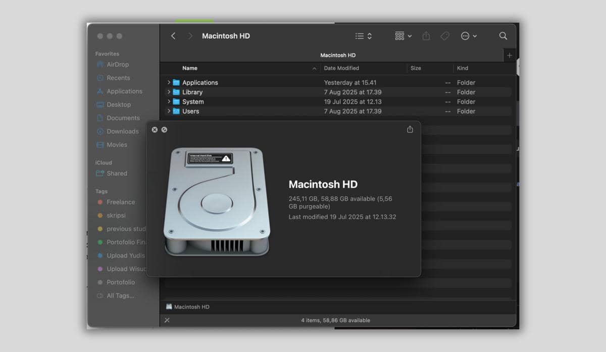 ilustrasi mengecek storage MacBook